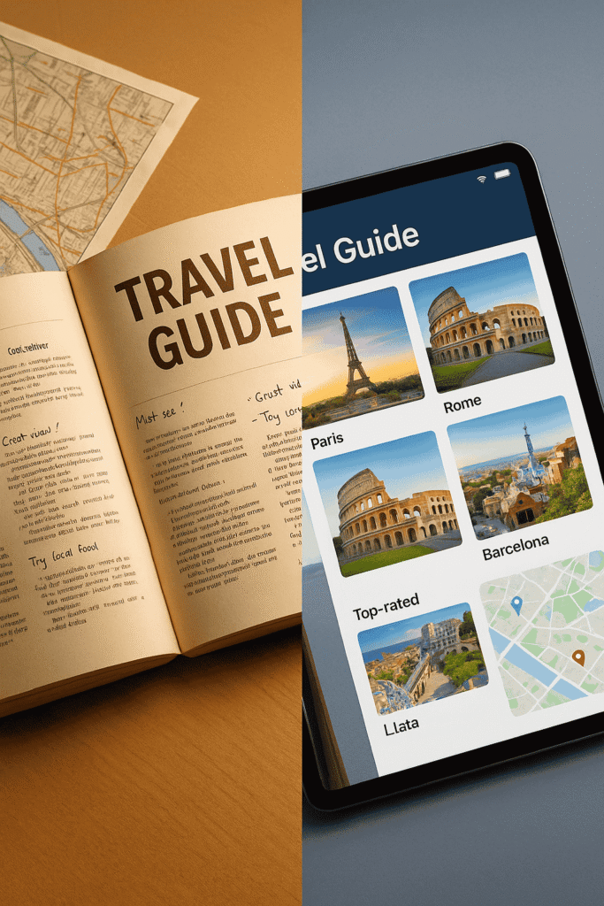 Comparison of traditional guidebooks and modern travel guide websites