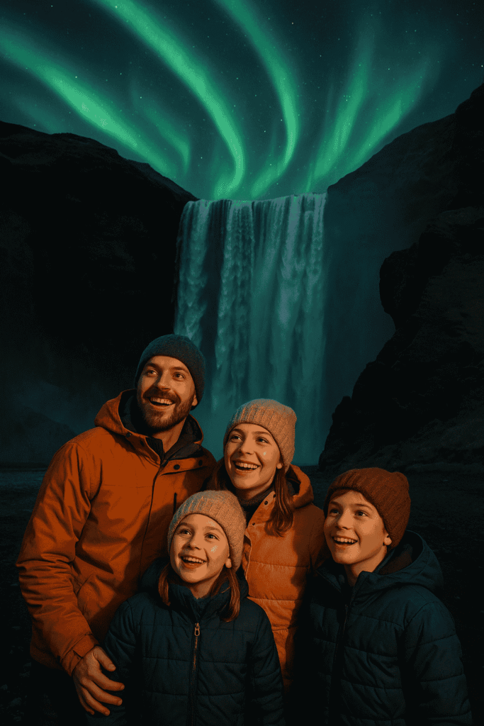 Family experiencing Iceland's natural wonders among unique family holiday destinations"