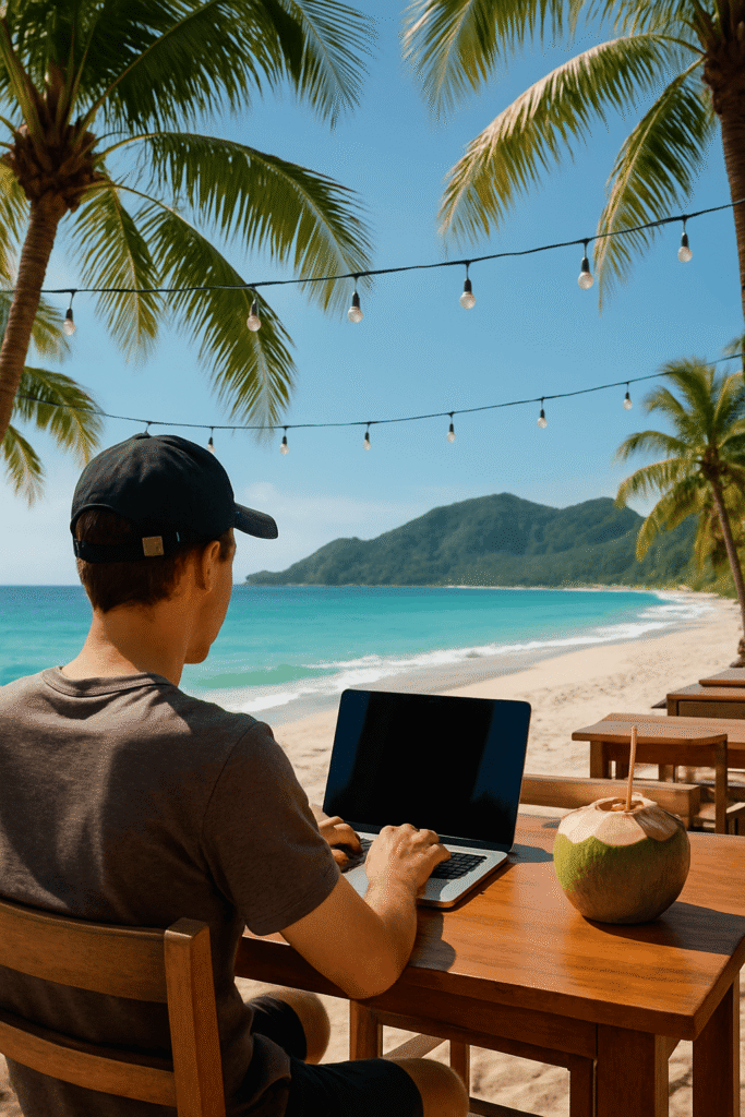 Comparison of traditional work vs remote work & free travel opportunities
